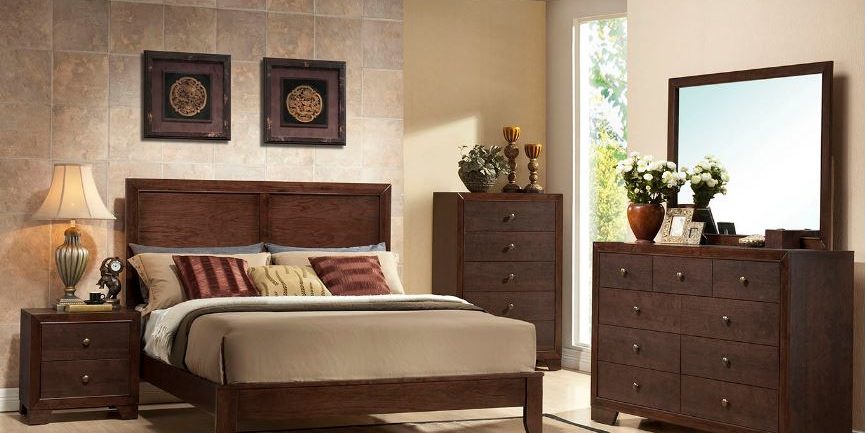 Bedroom Furniture King Bed and Mattresse with Dresser and chest and night stand e - Salt Lake Furniture