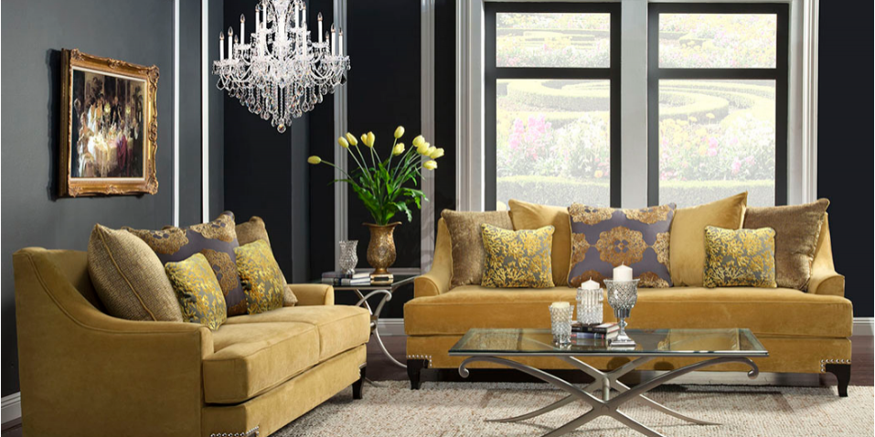 Yellow Sofa Living Room - Olympia West Jordan
